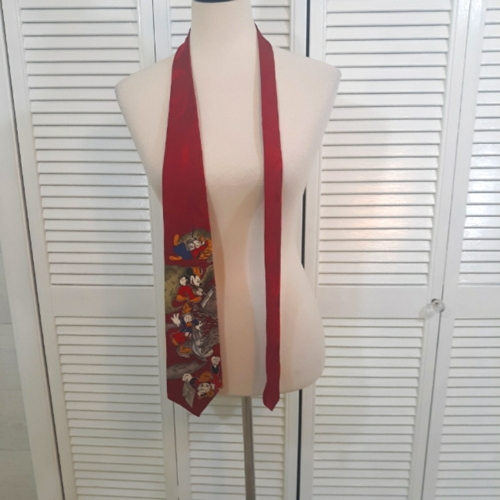 Disney vtg korea Mickey Donald duck silk tie *Y - Picture 1 of 4